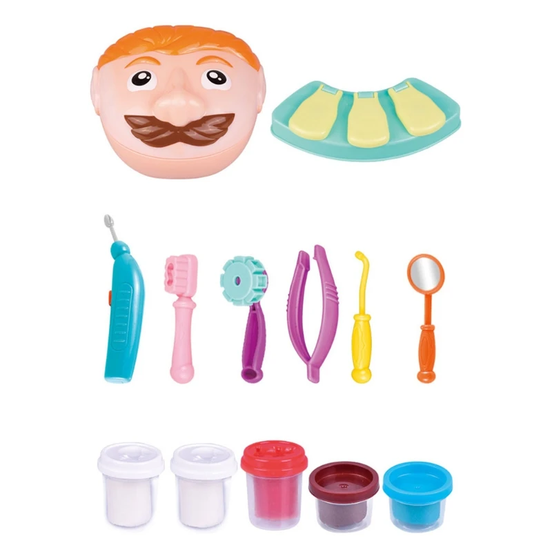 

40JC Realistic Pretend Play Toy Kid & Toddler Teeth Kit with Simulated Dentist Toy Role Play Dollhouse Simulation