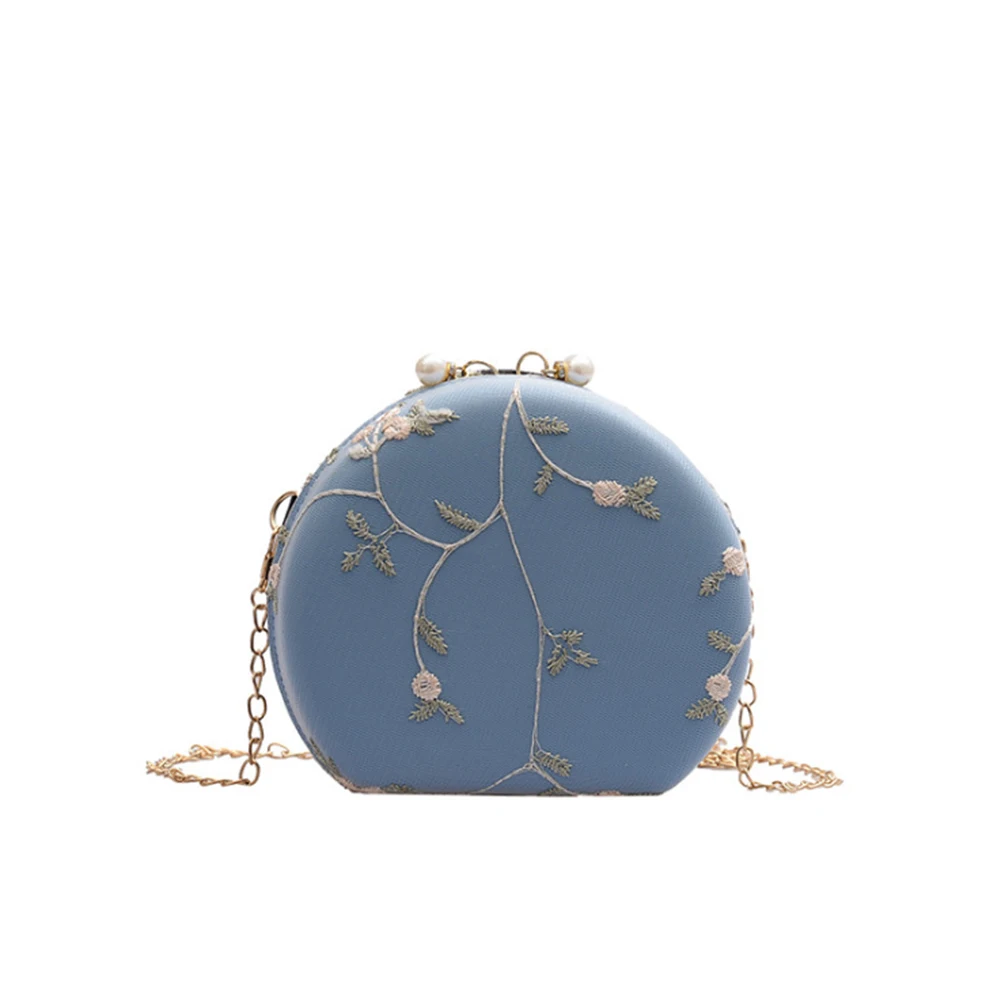 

Ladies Flower Embroidery Wear-resistant Shoulder Bag Female PU Leather Portable Crossbody Bag Casual Chain Single-Shoulder Bag