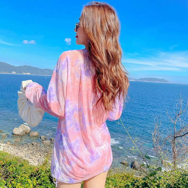 Bikini Sets Women 3 Pieces Tie-dye Summer Popular New Fashion Beachwear Chic Slim Sexy Swimsuits High Waist Soft Ladies Ulzzang | Женская