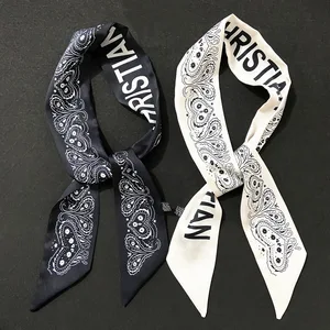 Новый черно-белый женский маленький шарф в виде кешью с ручкой ленточная повязка для волос оптом