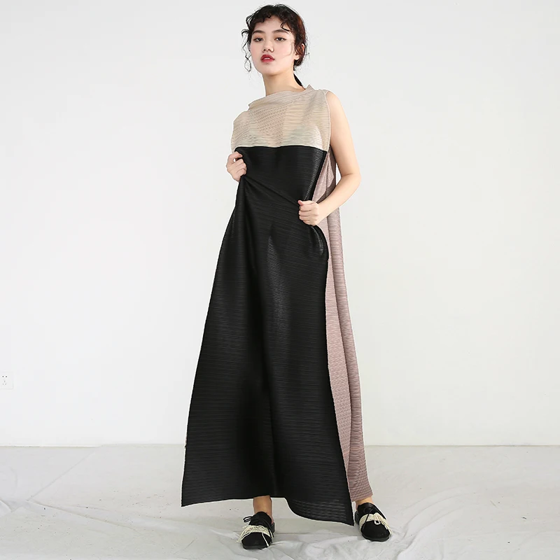 LANMREM 2021 летняя новая модная плиссированная одежда для женщин контрастного цвета