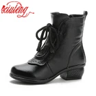 Ботинки Xiuteng женские из воловьей кожи, на низком каблуке, с мягкой подошвой, в фольклорном стиле, ретро, кожаные, со шнуровкой, теплые и удобные