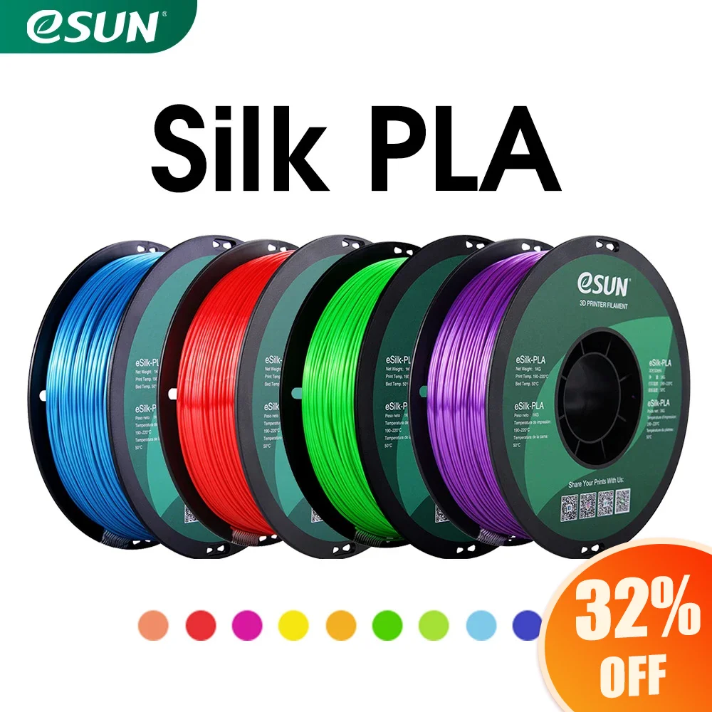 

eSUN Silk PLA Filament 1.75mm Silk PLA 3D Printer Filament 1KG (2.2 LBS) Spool 3D Materials for 3D Printers DIY Artwork Printing