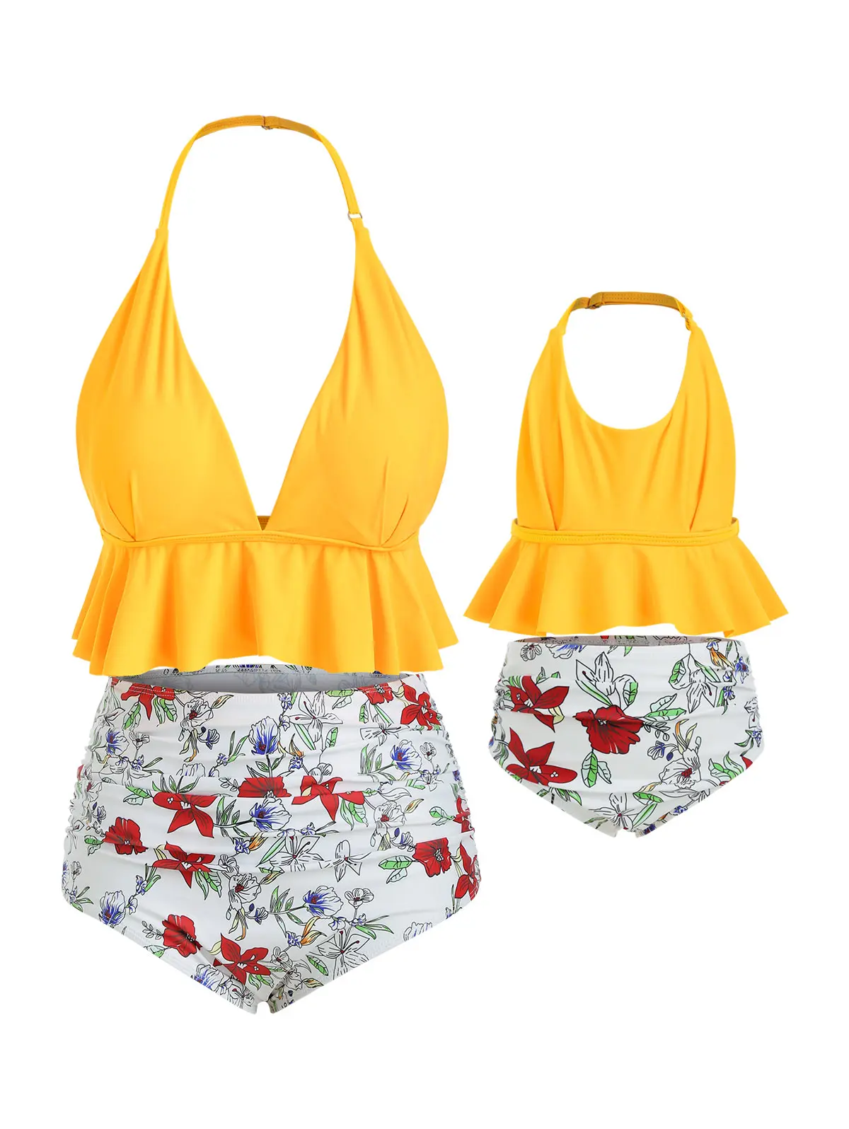 

Halter Floral Plus Size Flounce Family Bikini Swimsuit