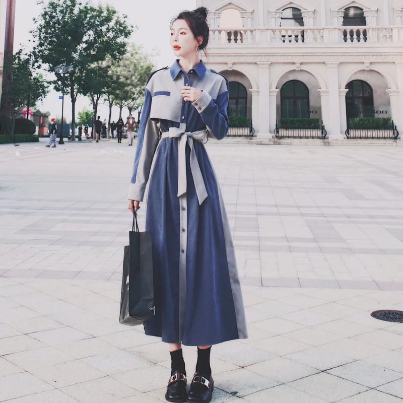 

2020 New Spring Autumn Long Sleeve Vintage Women Shirt Dress Korean Office Lady Casual Elegant Midi Party Dresses Robe Vestidos