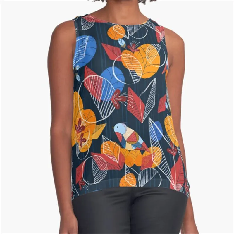 

Women Vintage Sleeveless T Shirt navy blue paper cats Printed Summer O-neck tank tops Harajuku Pullover Vest Lady Tee Shirt tops