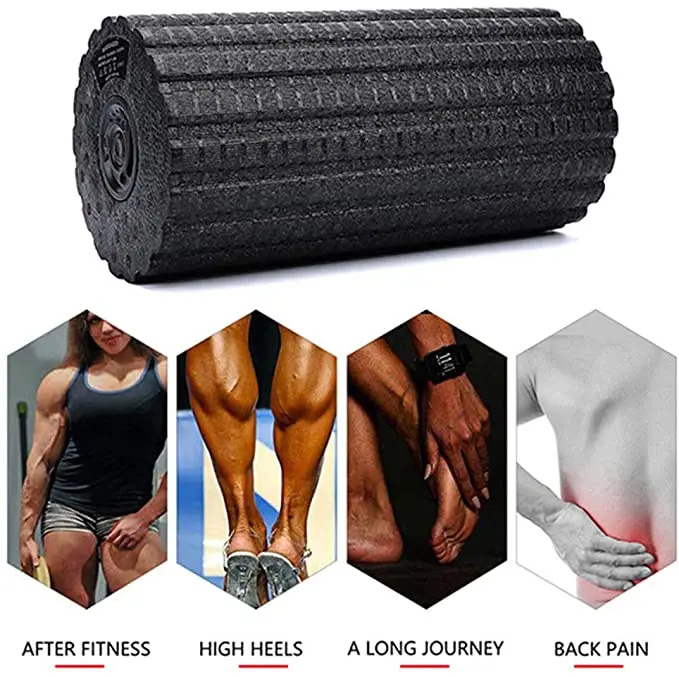 구매 전기 진동 마사지 폼 롤러 요가 열 충전식 등받이 다리 조정 마사지, 체육관 운동 전기 요가 블록