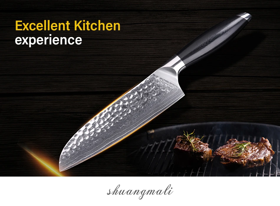 Кухонный нож Santoku Дамасские стальные ножи повара 6 дюймов Hammared узор VG10 пустая головка для стержня острый резак нож для нарезки мяса инструменты
