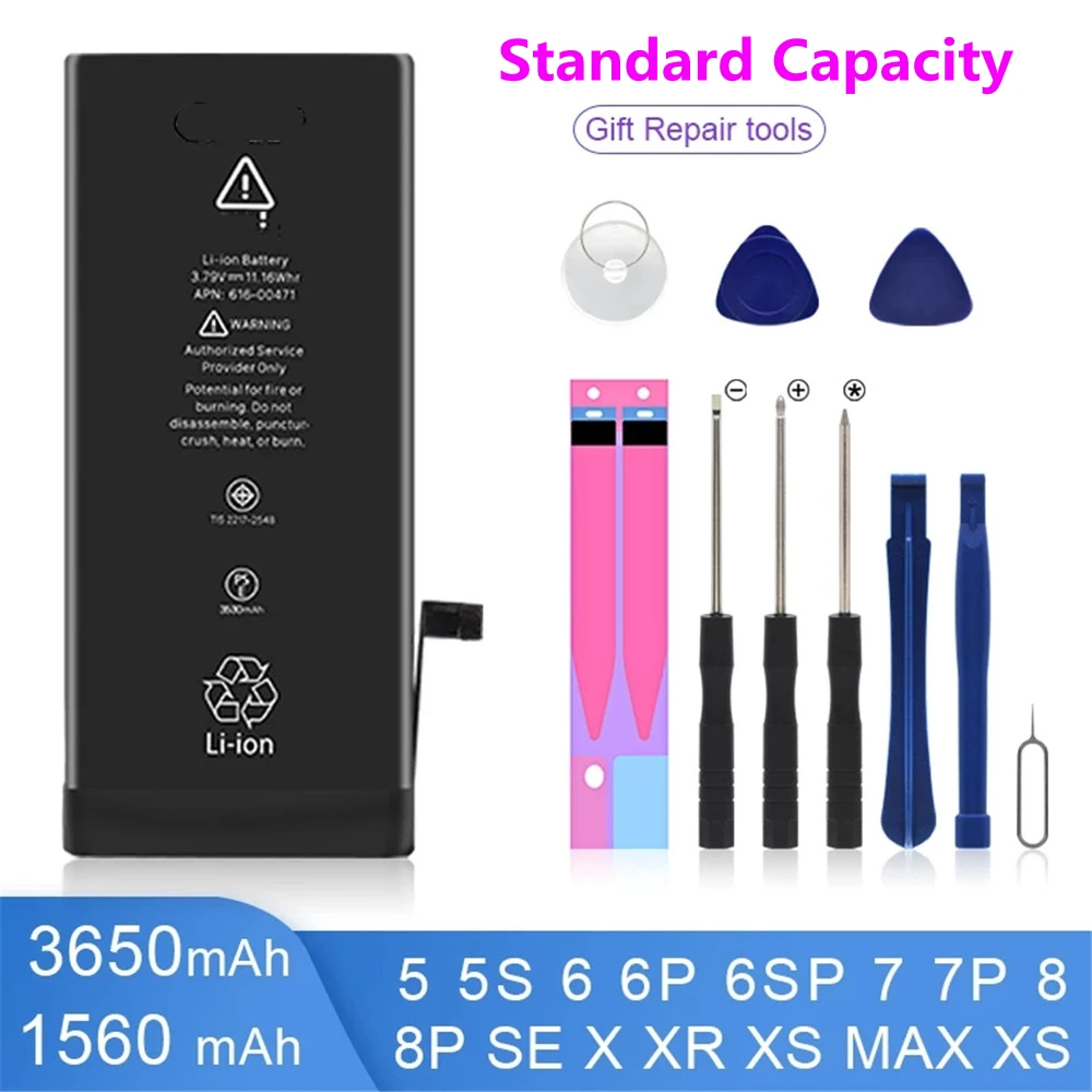 

Original Standard Capacity Mobile Phone Lithium Battery For iPhone 5 5C 5S 6 6S 6Plus 6SPlus 7 7Plus 8 8Plus X XR XS XSMax 11