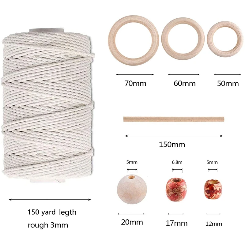 М кружевная веревка кружевной Настенный комплект 70 деревянных бусин 4 шт