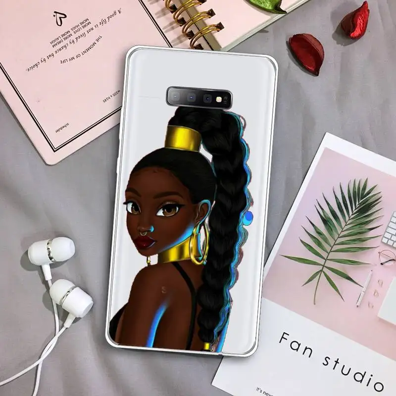 

Afro Girls Black Women Art Phone Case Transparent For Samsung Galaxy S A 5 7 8 9 2015 20 edge plus 10 e lite 2019
