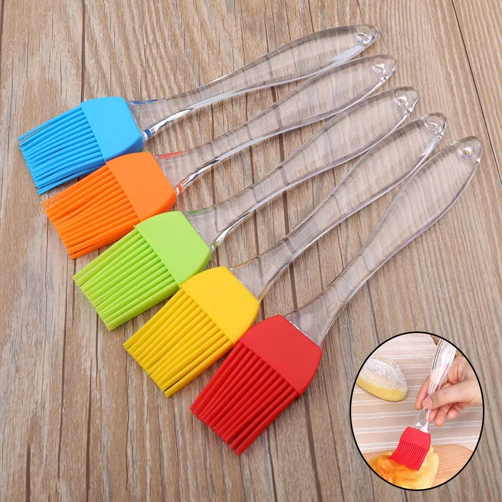

1Pcs Silicone Pastry Brush Clear Handle Kitchen Tool For Baking BBQ Basting Oil Cream Camping QP2