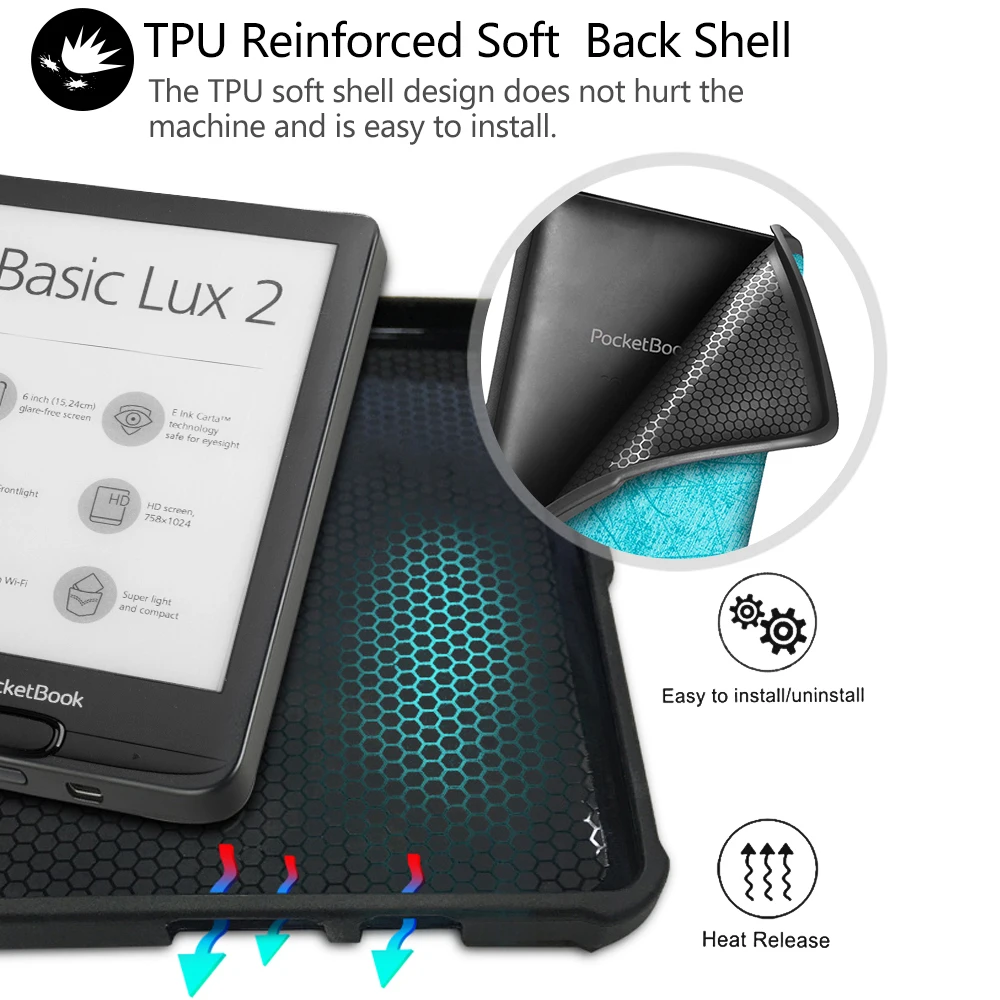 Чехол Shy Bear для Pocketbook 616/627/632 6 дюймов чехол ноутбука Lux4 Touch hd3 Basic Lux2 защитный из ТПУ +