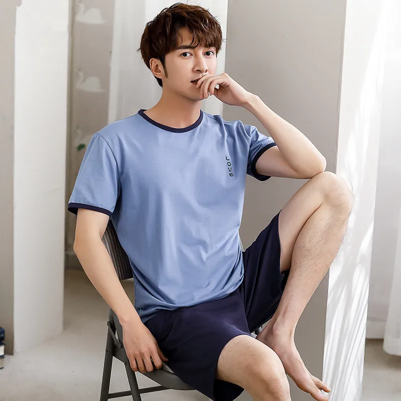 

Ropa De Hombre 2020 Summer Cotton Pajamas Men's Short-sleeved Shorts Suit Sports and Leisure Young Men's Home Clothing