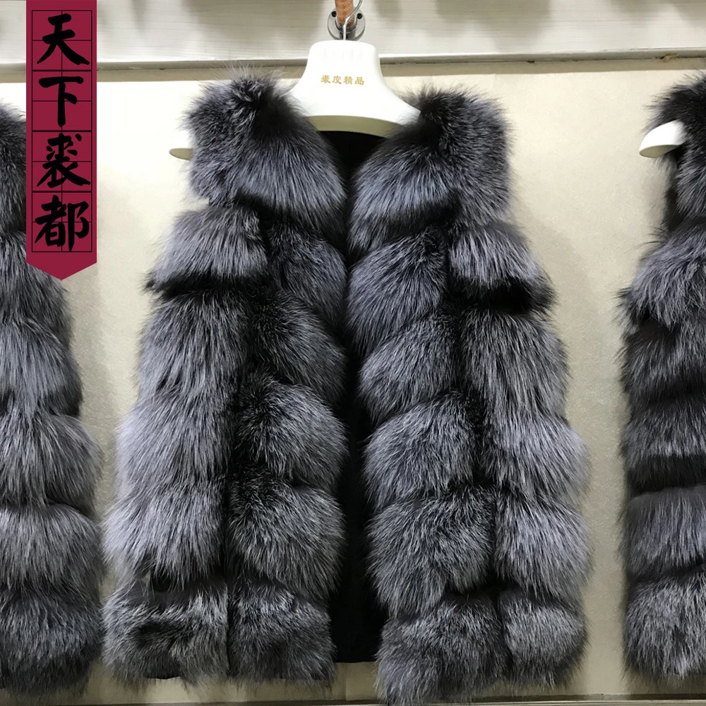 Жилет женский из натурального Лисьего меха зимний теплый 70 см | Женская одежда