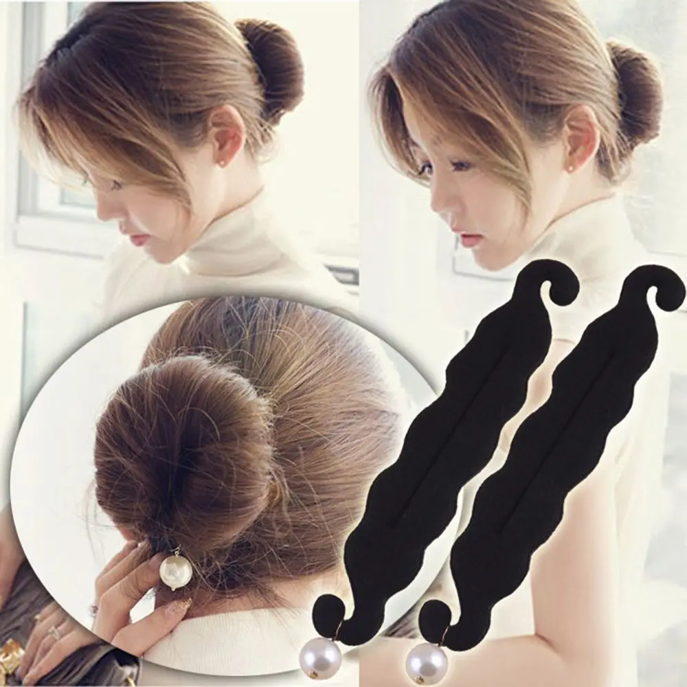 

New Women Foam Sponge Magic Hairdisk Donut Quick Messy Bun Maker Twist Device Pearl DIY Updo Hair Accessories Hairstyle Tools