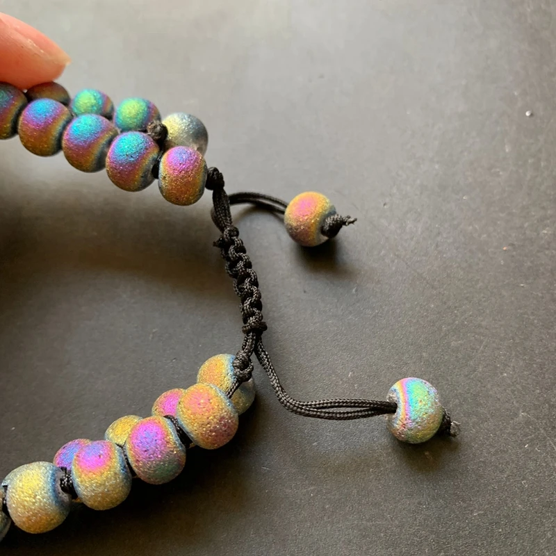 Титан Радужная Друза Агат Камень Браслет 7 Чакра Исцеление баланс оникс геодный