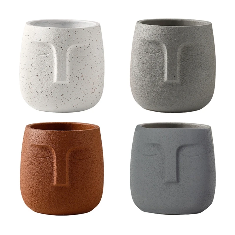 

Керамическая ваза в скандинавском стиле с изображением человеческого лица, цветочный горшок, дзен, суккулент, Зеленый цветочный горшок для ...