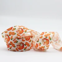 orange pattern printed grosgrain ribbon 1 12 design custom %e2%80%8bcartoon logo for hair bows sewing diy handmade materials