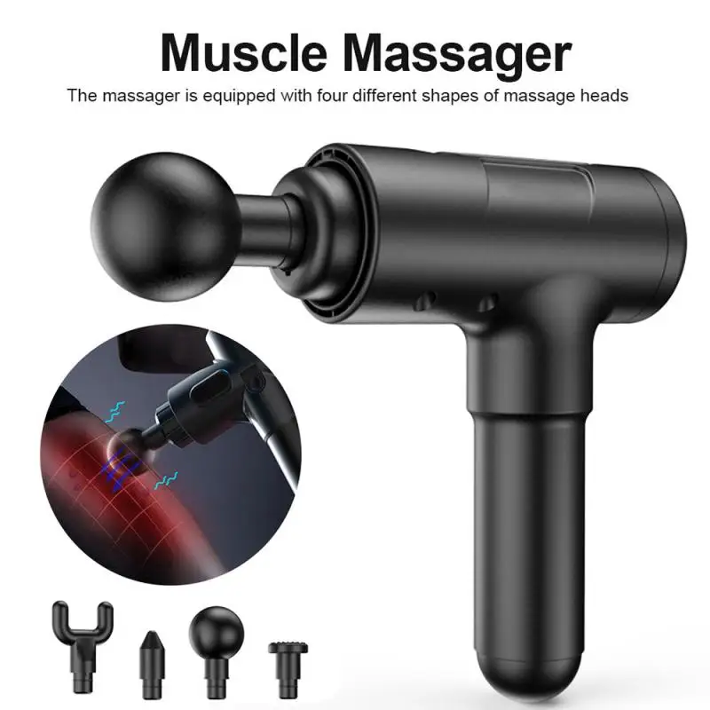 

Hand-held Fascia Gun 4 Heads Full Body Health Care Massager Muscle Relaxing Fitness Massage Gun Beauty Body Shaping Massager