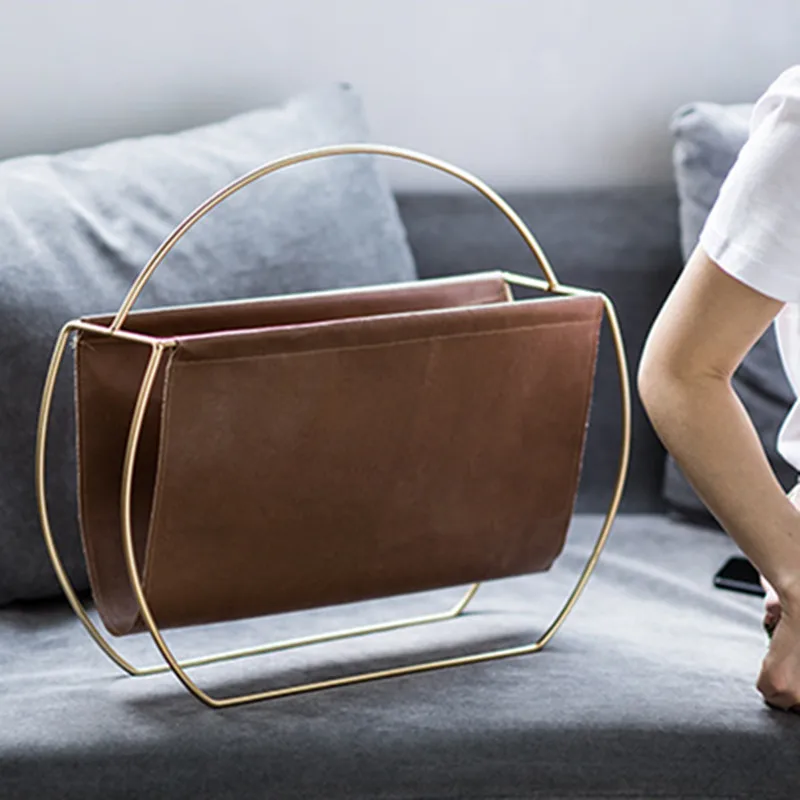 Металлическая кожаная полка Cutelife в скандинавском стиле для журналов и газет