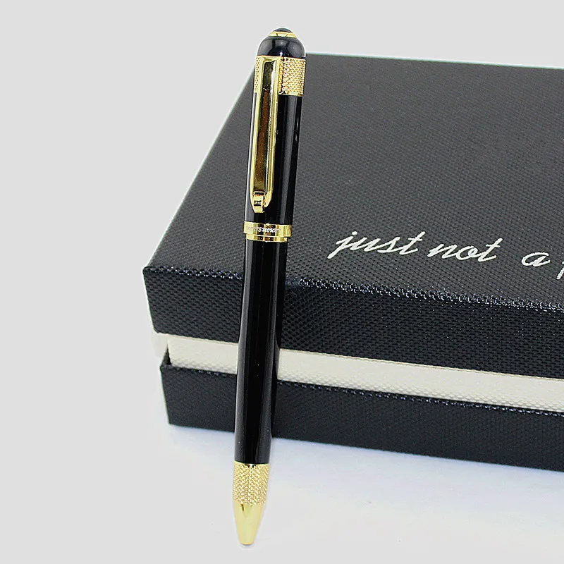 Металлическая шариковая ручка с черным и золотым зажимом деловая офисная