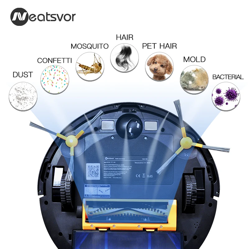 NEATSVOR X500 1800PA робот пылесос, 3в1 влажная сухая швабра, wifi карта навигации, умная память, анти столкновения, робот аспиратор
