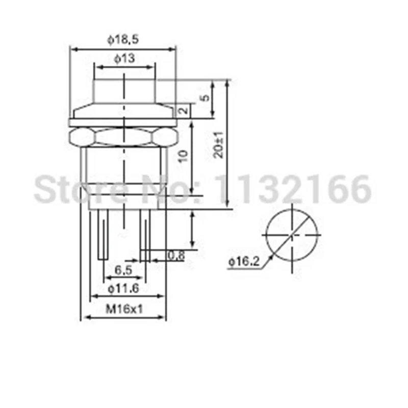 16 мм крепление желтый NC 2 Pin SPST Push To OFF Мгновенный кнопочный переключатель|spst momentary