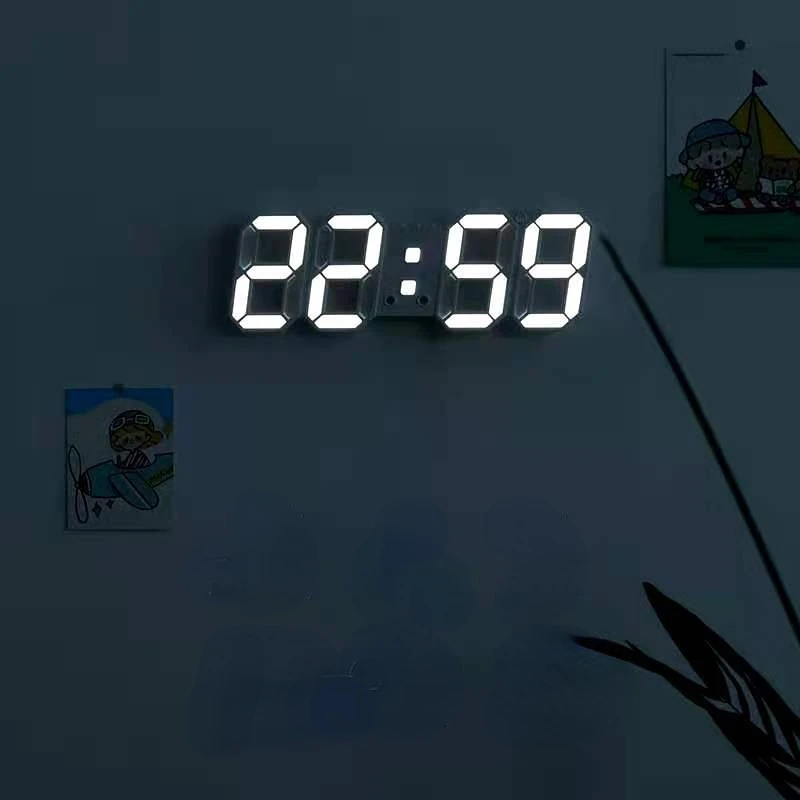 3D stereo clock LED alarm electronic thermometer living room wall digital 3d | Дом и сад