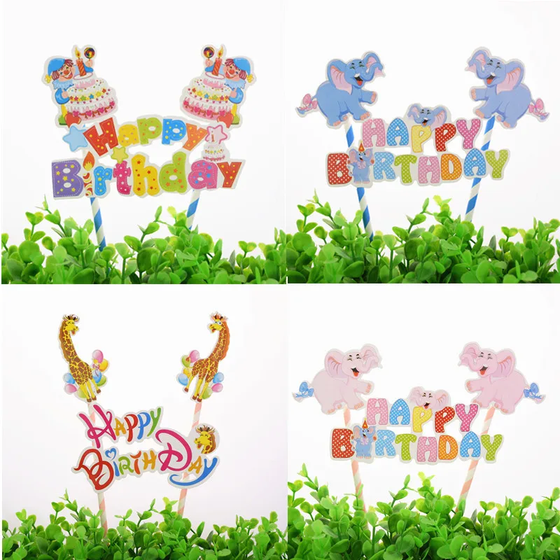 1 шт. жираф слон лев в зоопарке с днем рождения торт флаг Корона самолет детский