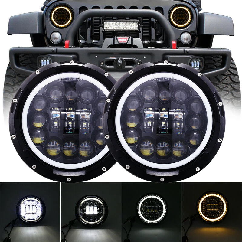 Для Lada 4x4 urban Niva 7 дюймов Круглая галогенная светодиодная фара для Jeep Wrangler Unlimited JK
