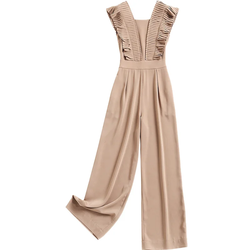 

SHUCHAN Women Jumpsuits Summer Sleeve Fashion Designer High Street Sexy Club Outfits for Women Clubwear 2021 Wide Leg