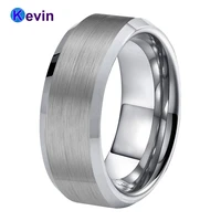 tungsten carbide ring wedding band for men and women 6mm 8mm bevel edges and satin finish