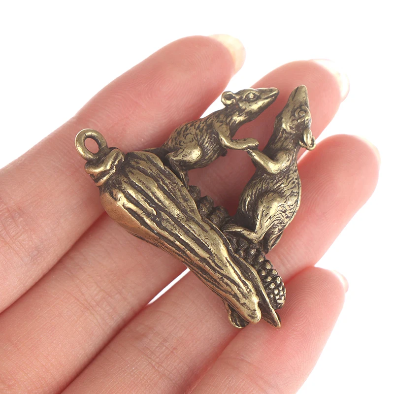 1 шт. медные статуэтки богатства крыс латунная мышь для животных кукуруза брелок