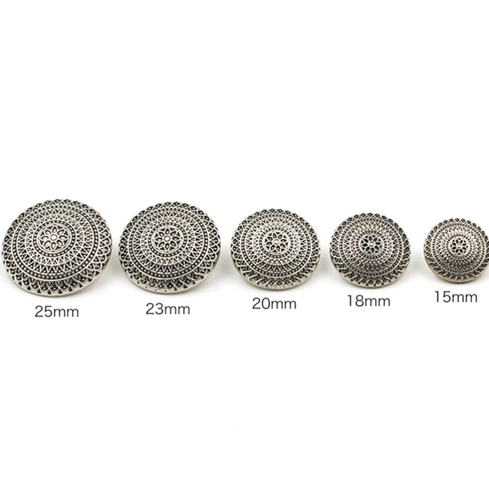 

100 Pcs 15mm Metal Buckle Retro Pattern Button Handcraft Tools Down Button DIY Leather Craft Rivets Replacement (Golden)