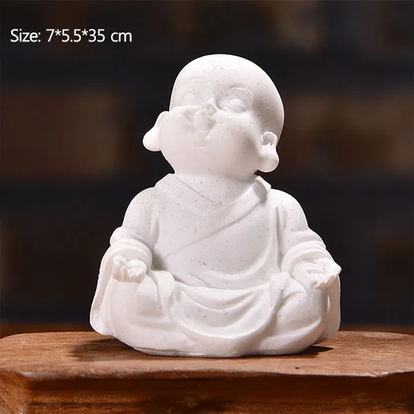 White Strongwell милая маленькая фигурка монаха из песчаника Очаровательная китайская статуэтка Будды Милая Статуэтка для домашнего декора креативный подарок - Цвет: White