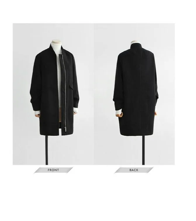 

Plus Size 4xl Army Green Wool Coat Woman Casual Female Jacket 2020 New Wool Coat Zipper Winter Standing collar Woman Coats