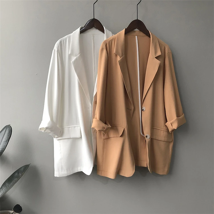 

YOCALOR New 2020 Summer Fall Women's Blazers Casual Jacket Pockets Buttons Notched Oversize Vintage Pockets Wild Tops