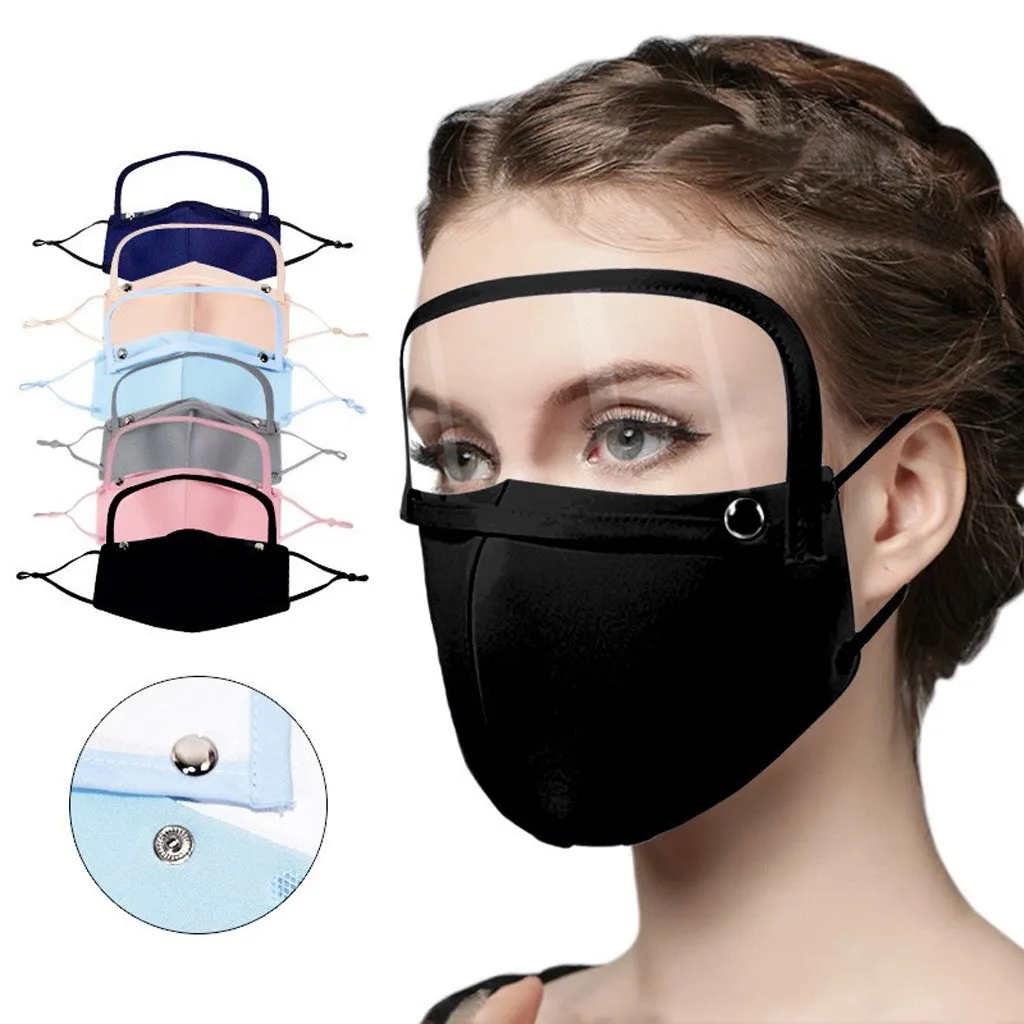 

Adult Washable Reusable Dustproof Anti-Fog Protective Face Mask With Detachable Eye Shield Adjustable Masks masque Mascarilla