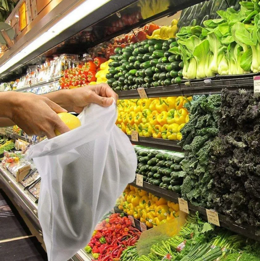 

Multiple Reusable Mesh Bags Kitchen Supermarket Washable Bags Grocery Shopping Bags Fruit and Vegetable Toy Storage Bags