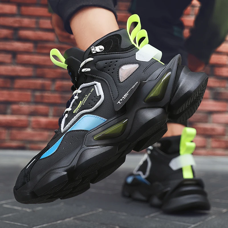 

High Top Running Shoes Men Fashion Breathable Comfortable Chunky Dad Sneakers Men Outdoor Trend Cushioning Jogging Sneakers Male