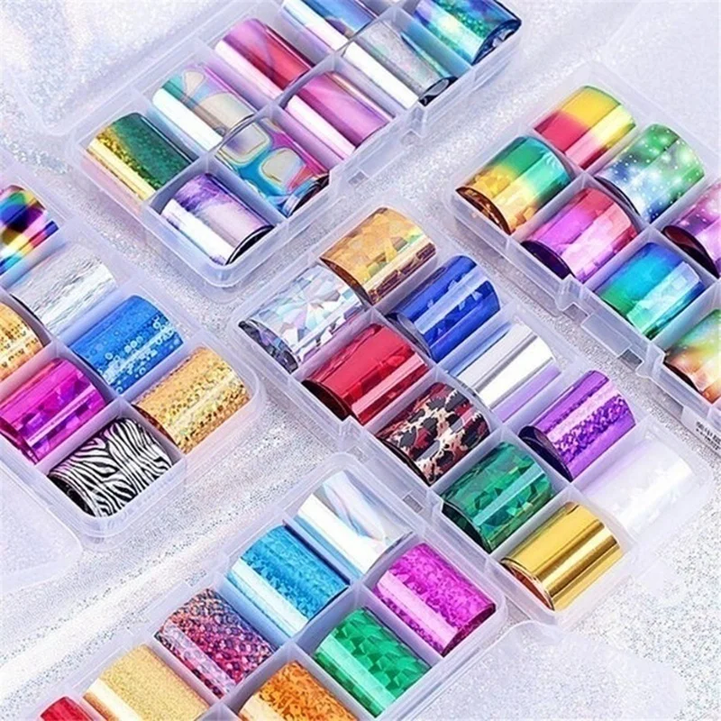 

2.5X100cm Holographic Nail Art Transfer Foil Sticker Starry AB Paper Wraps Adhesive Decals Nails DIY Decoration Accessories 2020