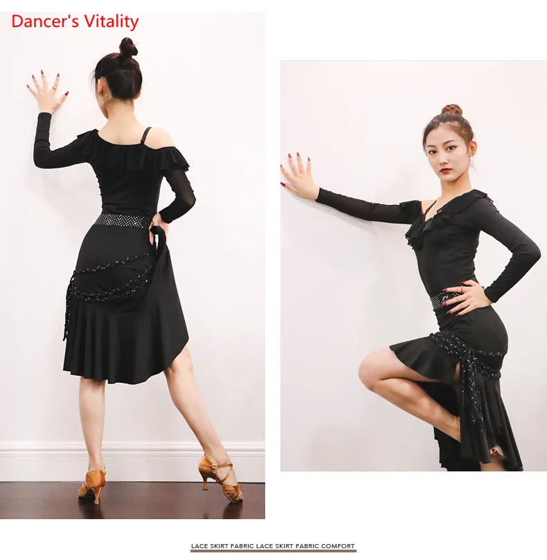 

Women's Latin Salsa Tango Rumba Cha Cha Ballroom Dance Dress Skirt Black Square Dance Latin Dancewear for Women/Girls