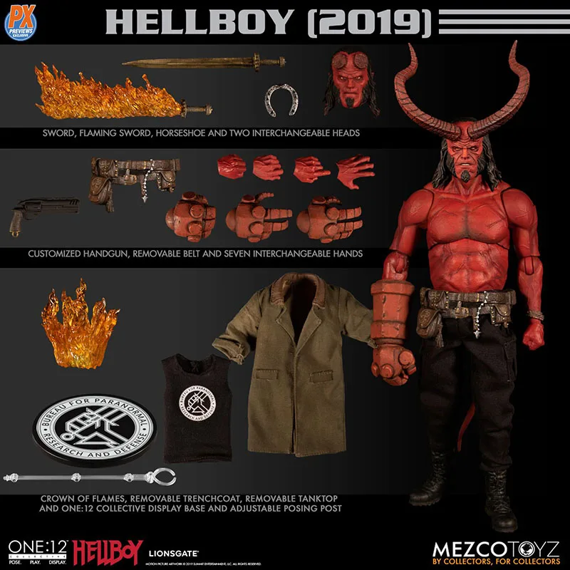 

1/12 Scale Hellboy 2019 PX Limited 6" Movable Action Figure MEZCO Ant Full Set Model for Fans Collection In Stock