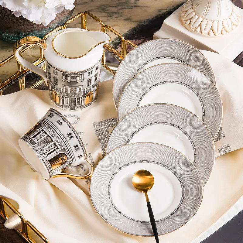 Наборы высококачественной кофеварки кофейная чашка из костяного фарфора чайник