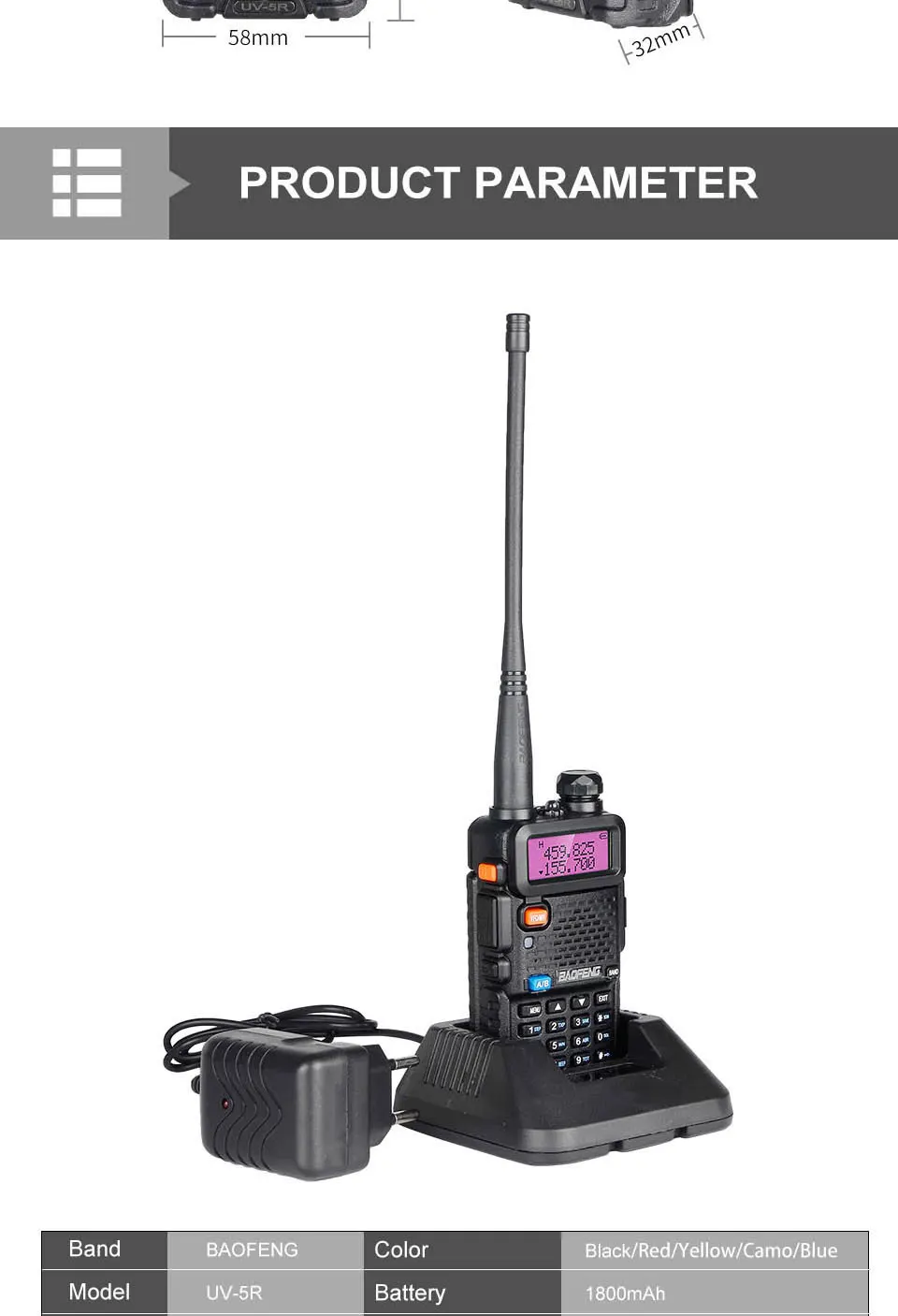 10 км Двухдиапазонная рация 8 Вт Baofeng UV-5R FM трансивер портативный CB Ham Радио 128CH VHF/UHF UV 5R двухстороннее радио 1800mAh