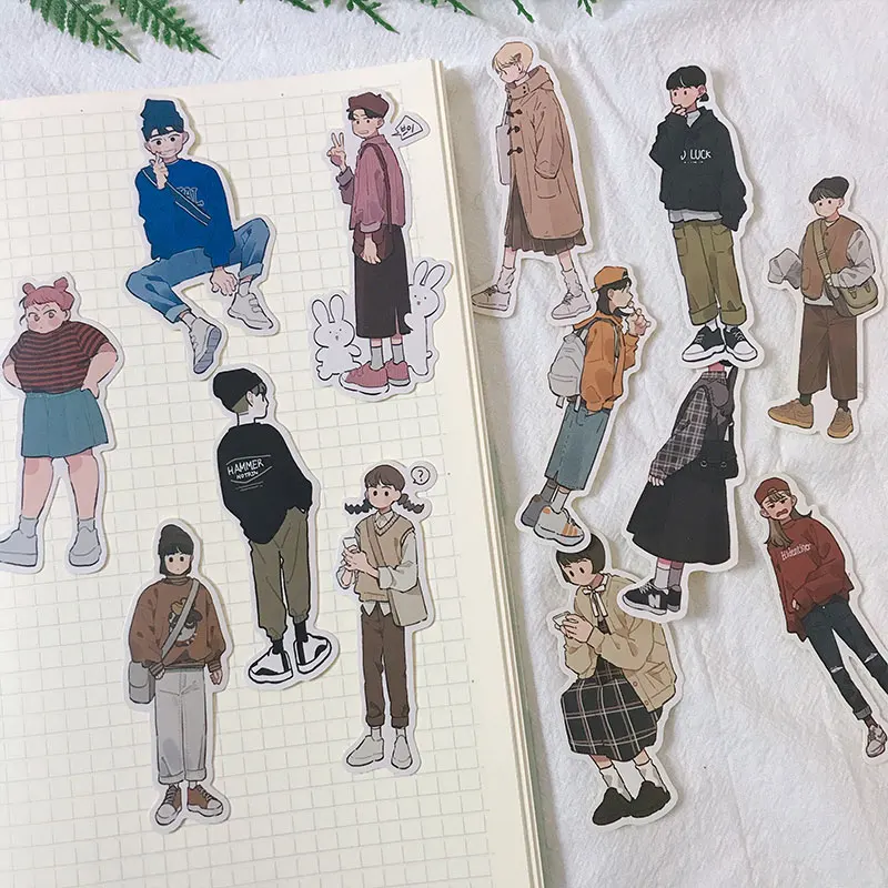 13 шт./компл. ретро Корейская мода мальчик девушка Молодежная наклейка Сделай Сам