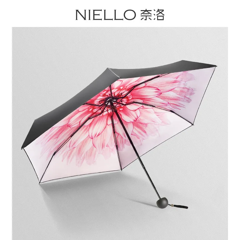 

Зонтик Niello Женский, мужской, черный, в 5 сложений, с плотной виниловой защитой от солнца и ультрафиолета