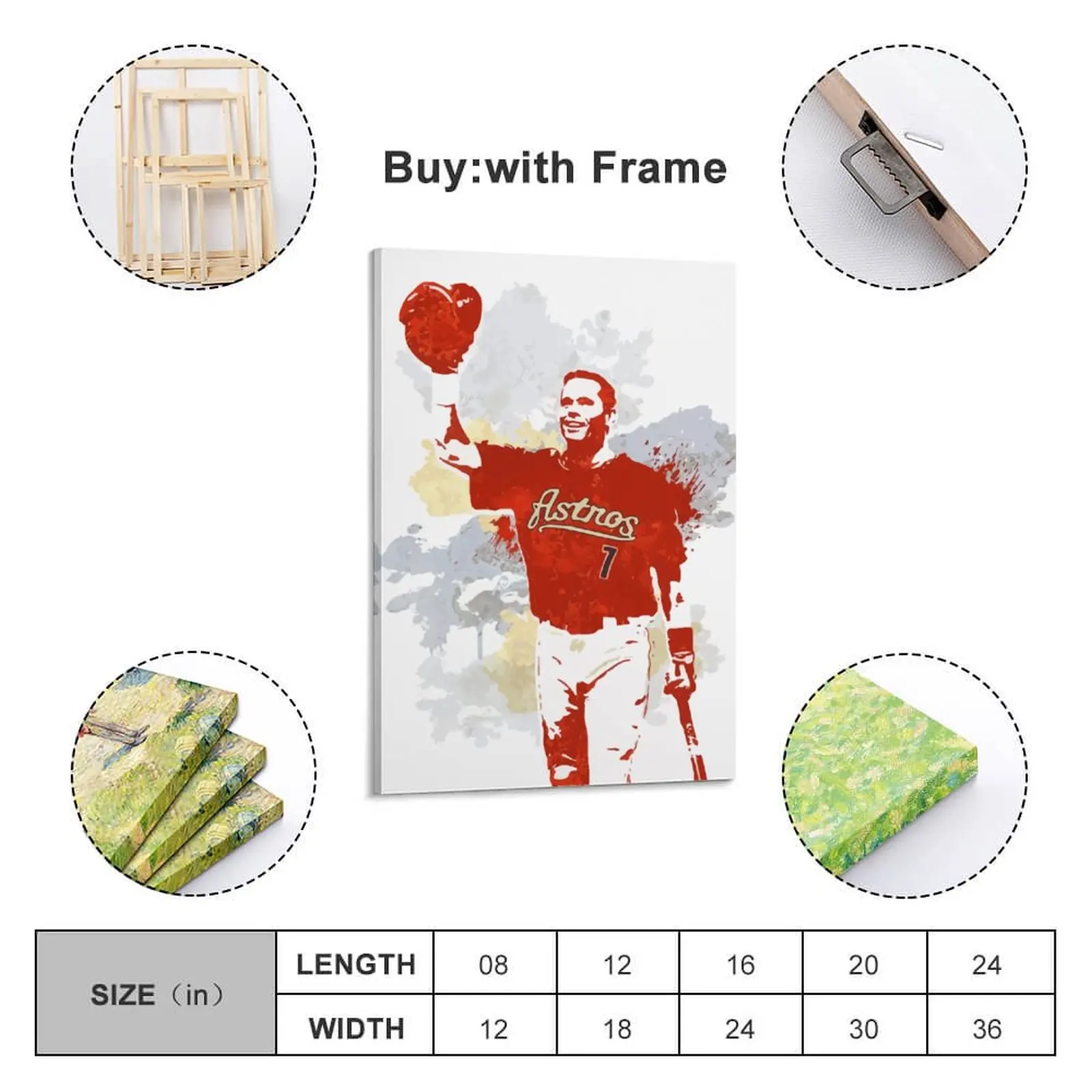 

Posters Decor Print 7 Craig BiggioPainting Canvas Hang A Picture With Frame Vertical Modern Home for Living Room Wall Room