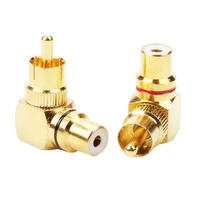 2pcs gold plated rca right angle male to female connector plug adapter 90 degree rca phono adapters connectors